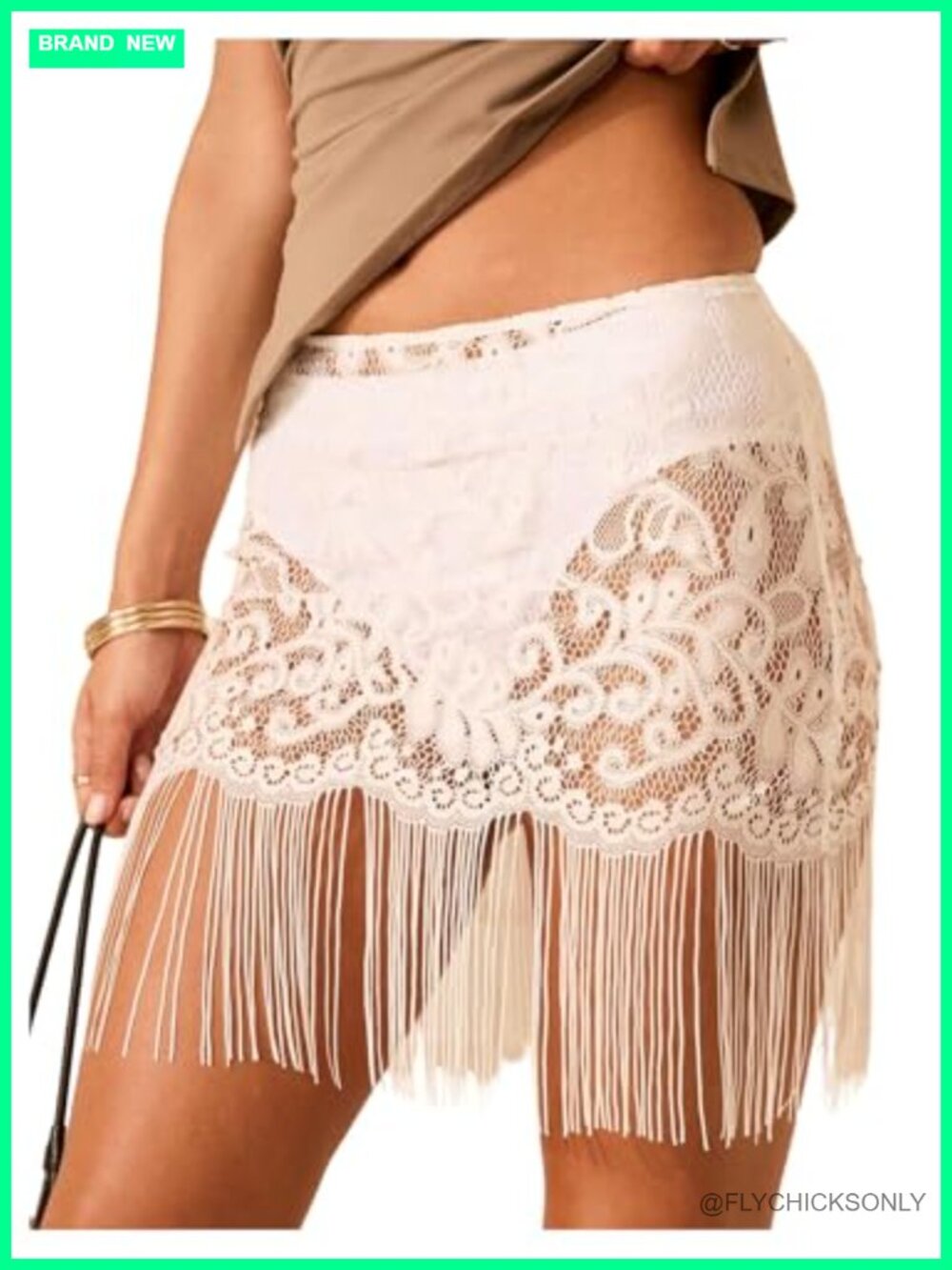 Women's Floral Lace Fringe Mesh Skirt Boho Beach Cover Up